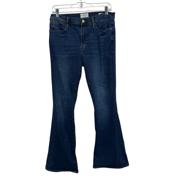 Frame Le High Flare Dublin Jeans SZ 31 Women's Revolve Blue Fade High Rise Wide - Picture 1 of 12